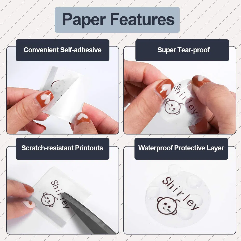 Phomemo M110 M120 M200 M220 M221 Transparentes rundes Papier, 40x40mm(1,57"x1,57") klebriges Thermoetikett-Druckerpapier