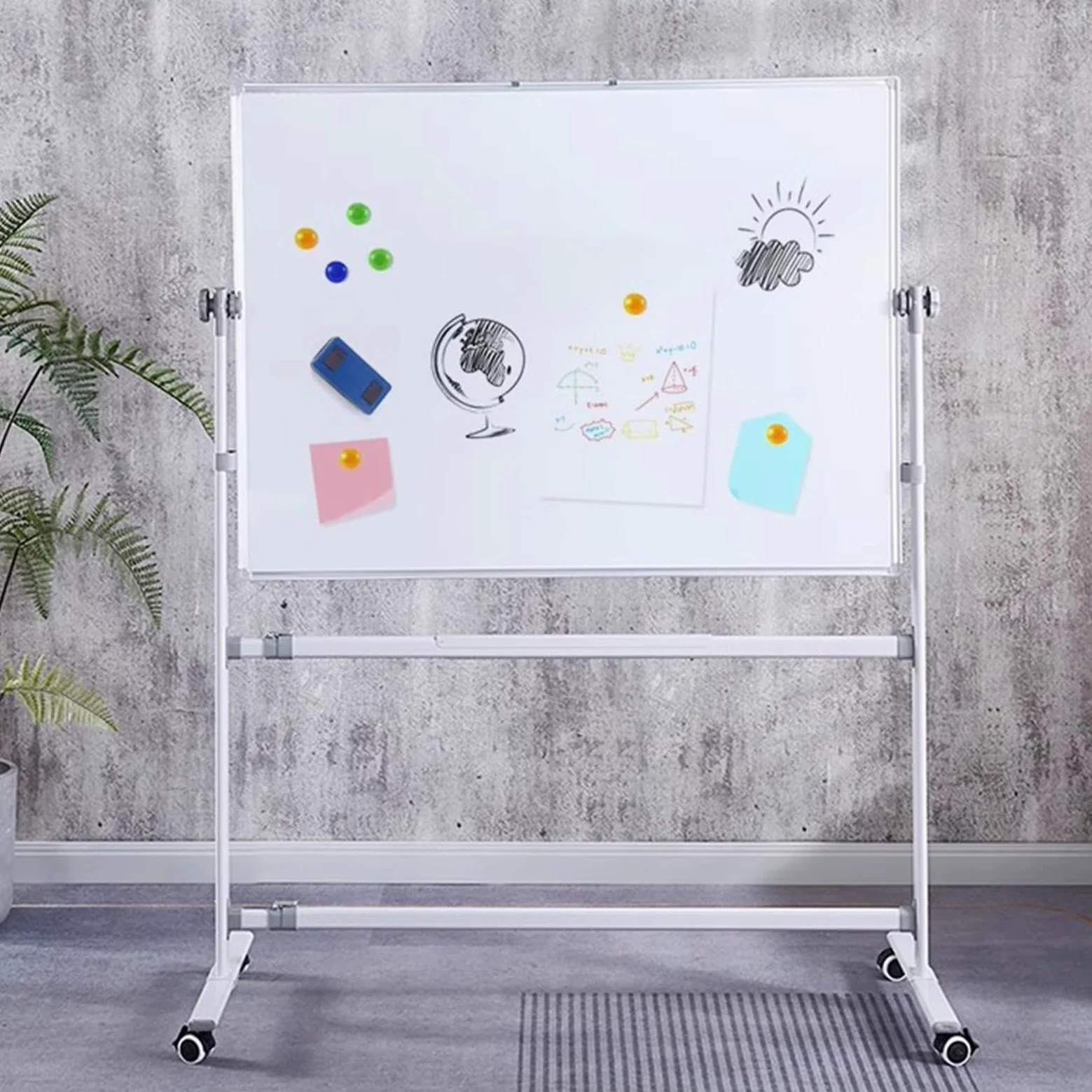 Doppelseitiges Whiteboard für Musikpersonal, 90 x 120 cm, mobile, magnetische, trocken abwischbare Tafel mit Rollständer, Klassenzimmer, Studio, Heimgebrauch