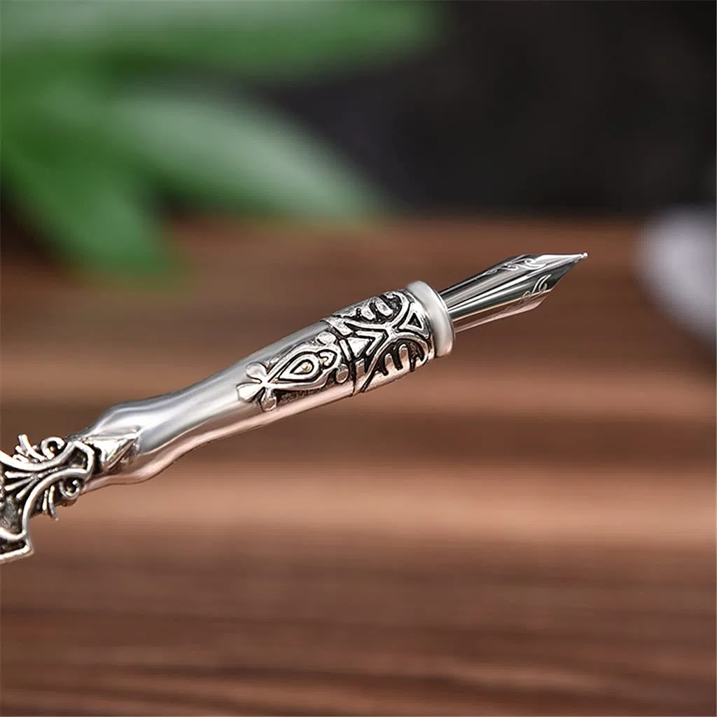 Zarter Retro-Stift, komplettes Set mit Tinte, Schreibwaren, Geschenkbox, 5 Federn + Halter (C)
