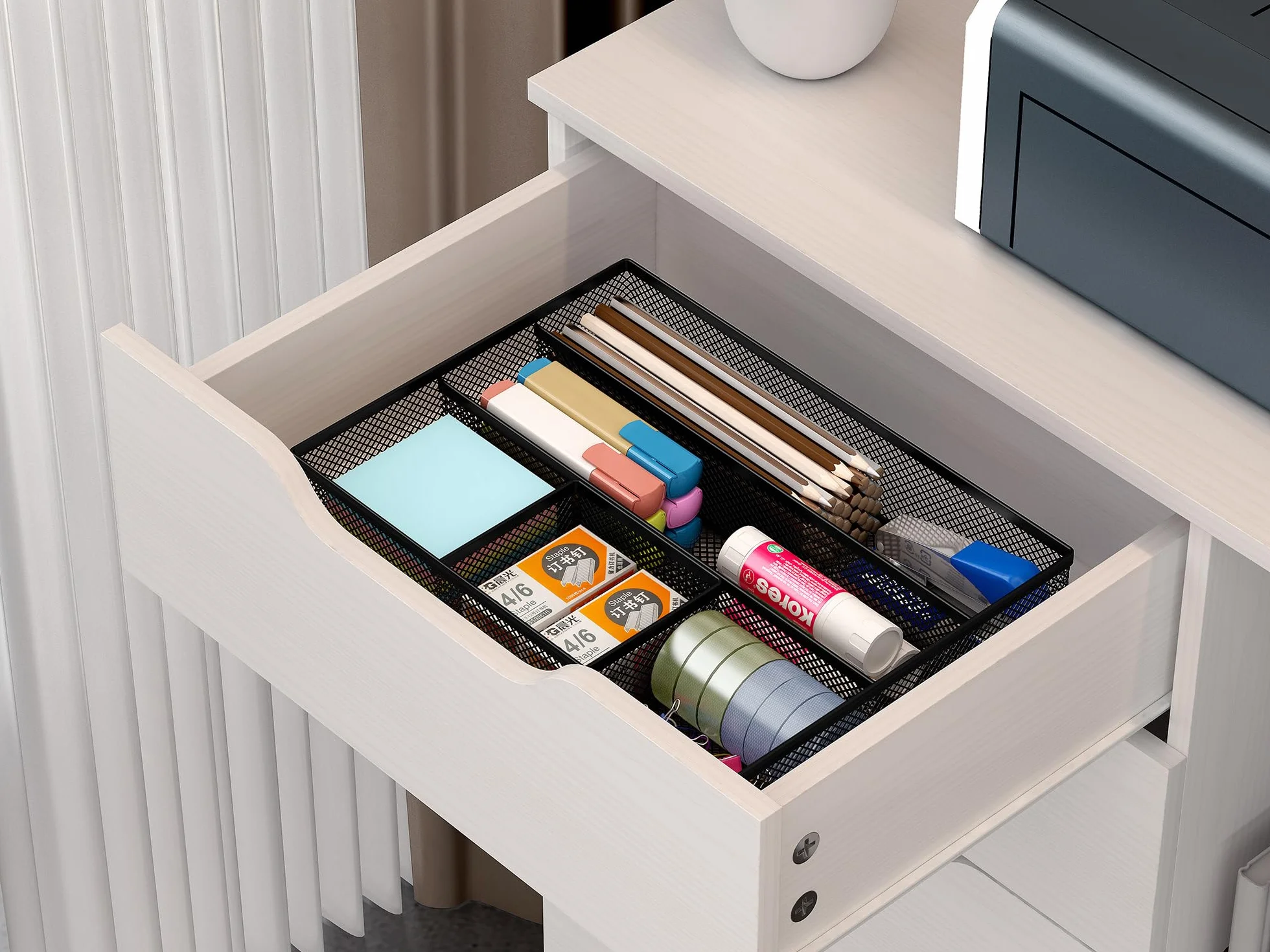 EasyPAG Metall Schubladen Tablett Stiftablage Schreibtisch Organizer Stiftehalter Stiftköcher Utensilienschalen Büro Organisation Zubehör Ablage,Schwarz