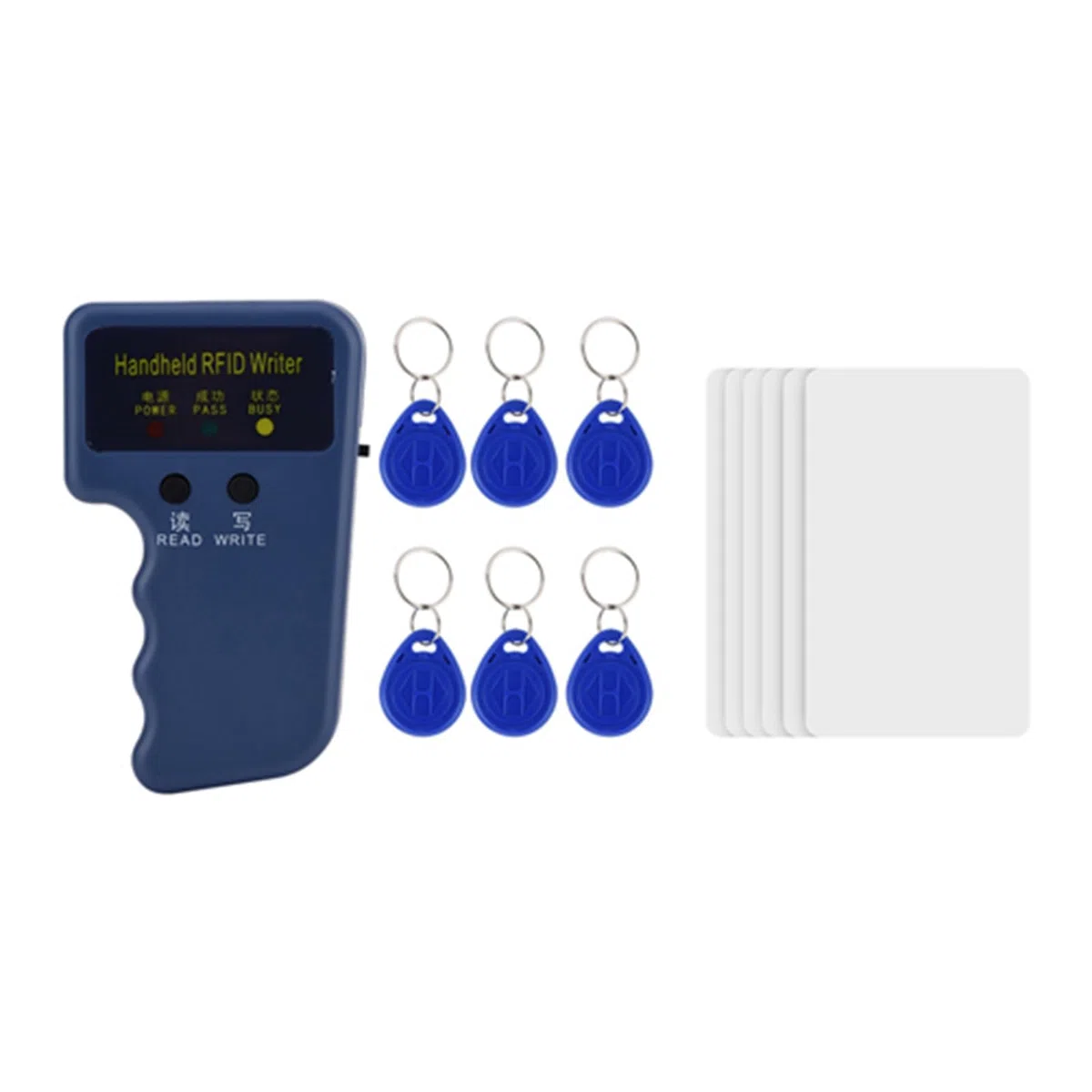 125 kHz Handheld RFID Schreibgerät, Tragbarer RFID NFC Kopierer, Lese- und Schreibgerät, Duplizierer, Chip-Lese- und Kopiergerät + 6 UID-Tags + 6 UID-Karten für Gemeinschaftsbüros und Schulen