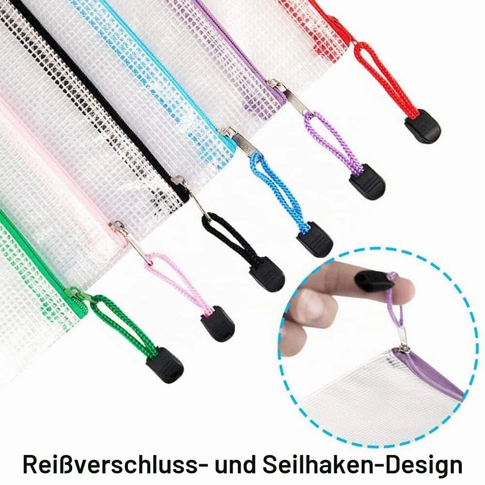 Dokumententasche A4 A5, 24PCS Kunststoff Reißverschlussbeutel Mesh Taschen Set, Wasserdichte Dokumententaschen mit Reißverschluss für Dokument, Papier, Kosmetik (12 Farben)