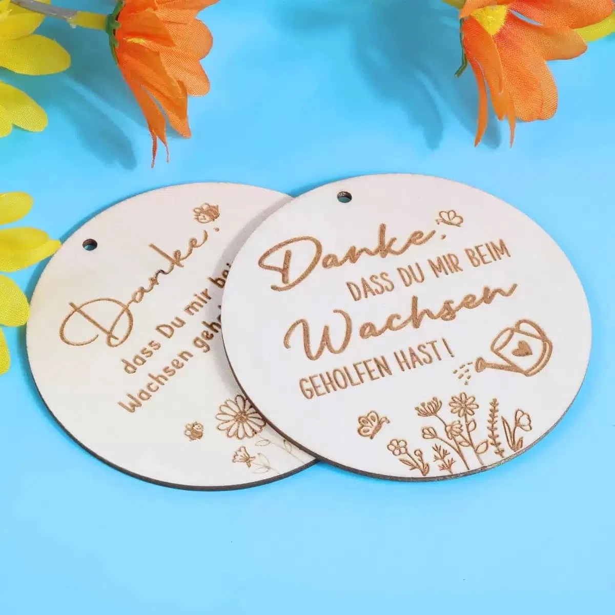 4 Stücke Holzanhänger Danke dass du mir beim Wachsen geholfen hast - zum dekorieren von Blumentopf Geschenke für Erzieher Lehrer Abschiedsgeschenk Danke Geschenke