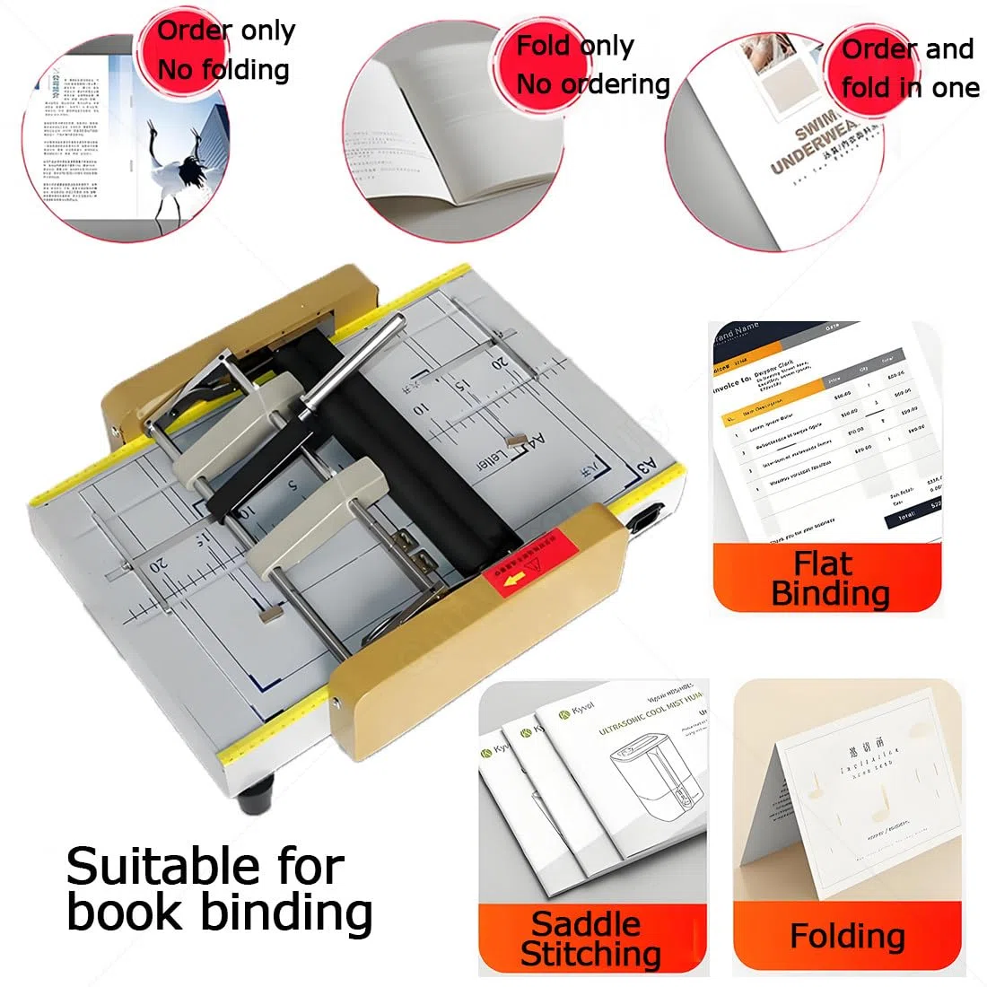 Papierfalt- und Heftmaschine zum Binden von Dokumenten, ideal für Büro, Druck und Verlag