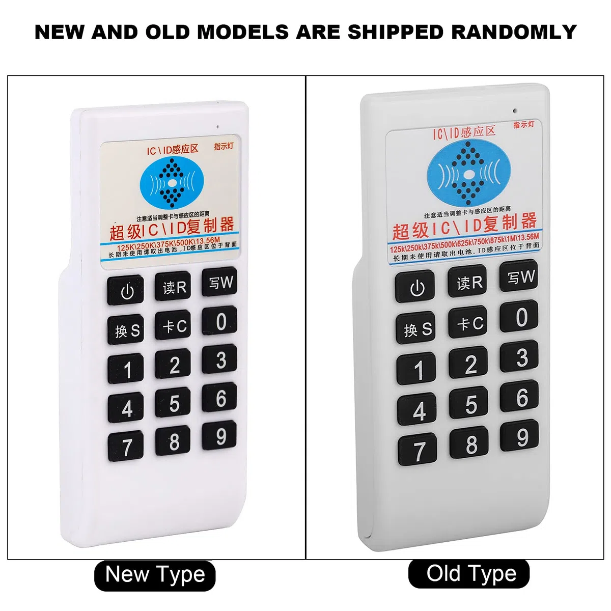 RFID Duplicator, Handheld 125KHZ / 250KHZ / 375KHZ / 500KHZ / 13.56MHZ RFID-IC/ID-Kartenleser-Kopierer unterstützt ISO 14443 Typ A und B