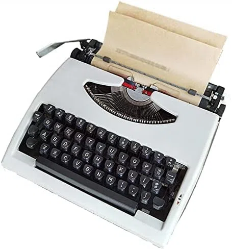 Vintage Manuelle Schreibmaschine mit Tragetasche - Tragbare Schreibmaschine für klare Handschrift, inklusive Farbband | Retro Mechanische Schreibmaschine für Briefe & kreatives Schreiben (Weiß