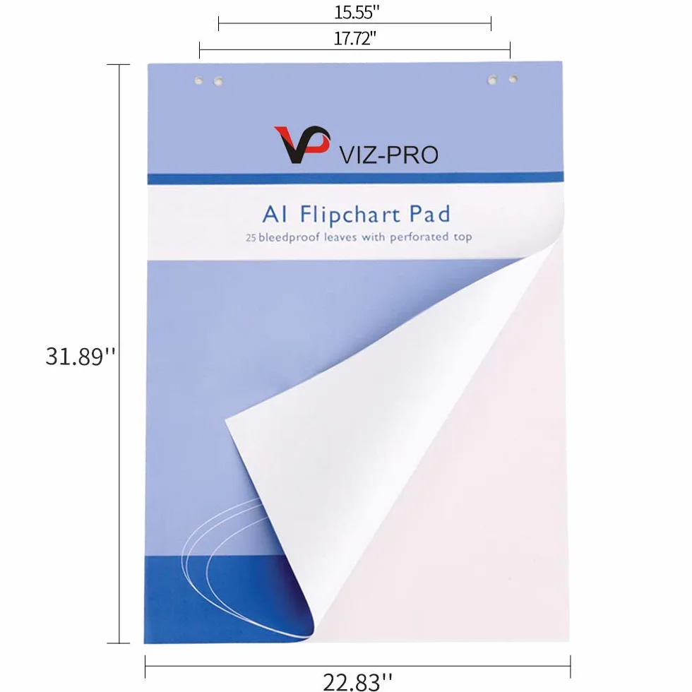 VIZ-PRO Standard Staffelei-Pads / A1 Flipchart-Papierpad, 841 x 594mm, 25 Blatt/Pad