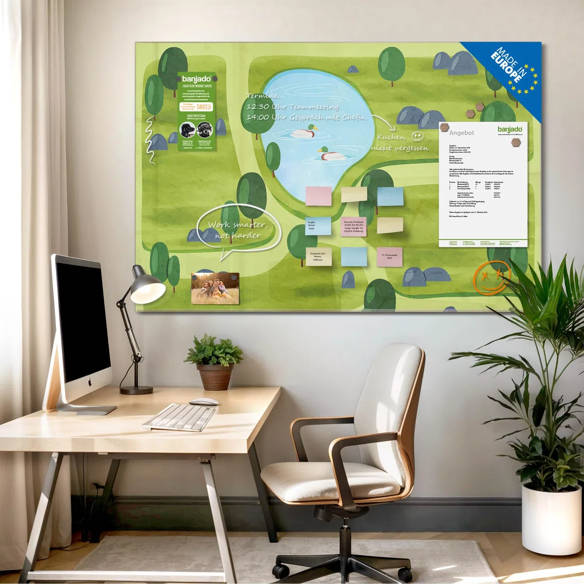 banjado Glas-Magnettafel in 120x80cm, beschreibbar mit Tiermotiv
