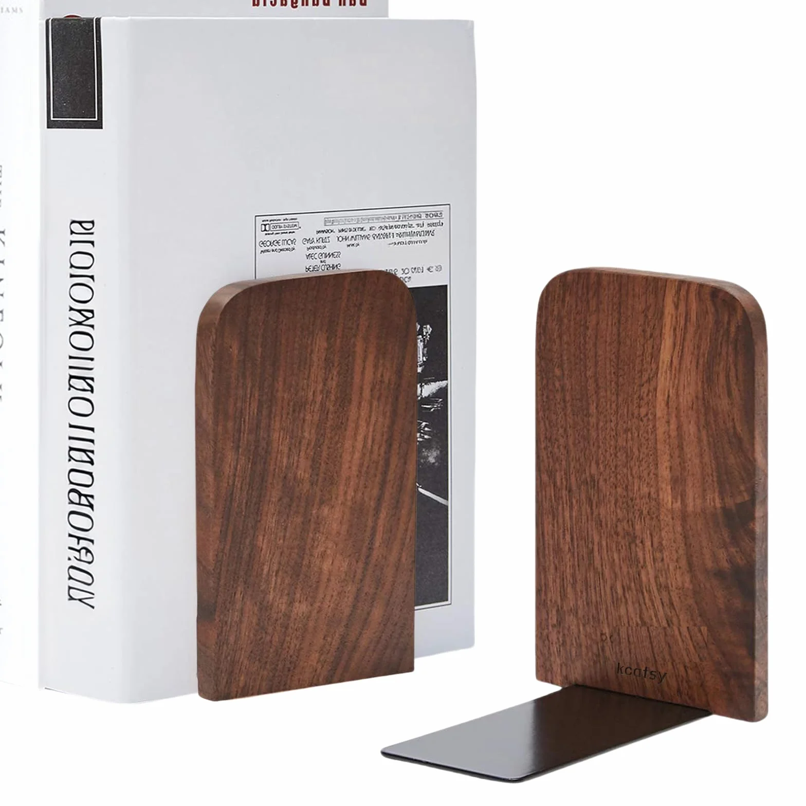 Buchstützen Holz 2 Stück (1 Paar) Walnussholz 17 x 12 x 10,5 cm - Bookends Buchstütze Holz Bücherstütze Bücherhalter DVD Regal für Zuhause, Büro und Schule