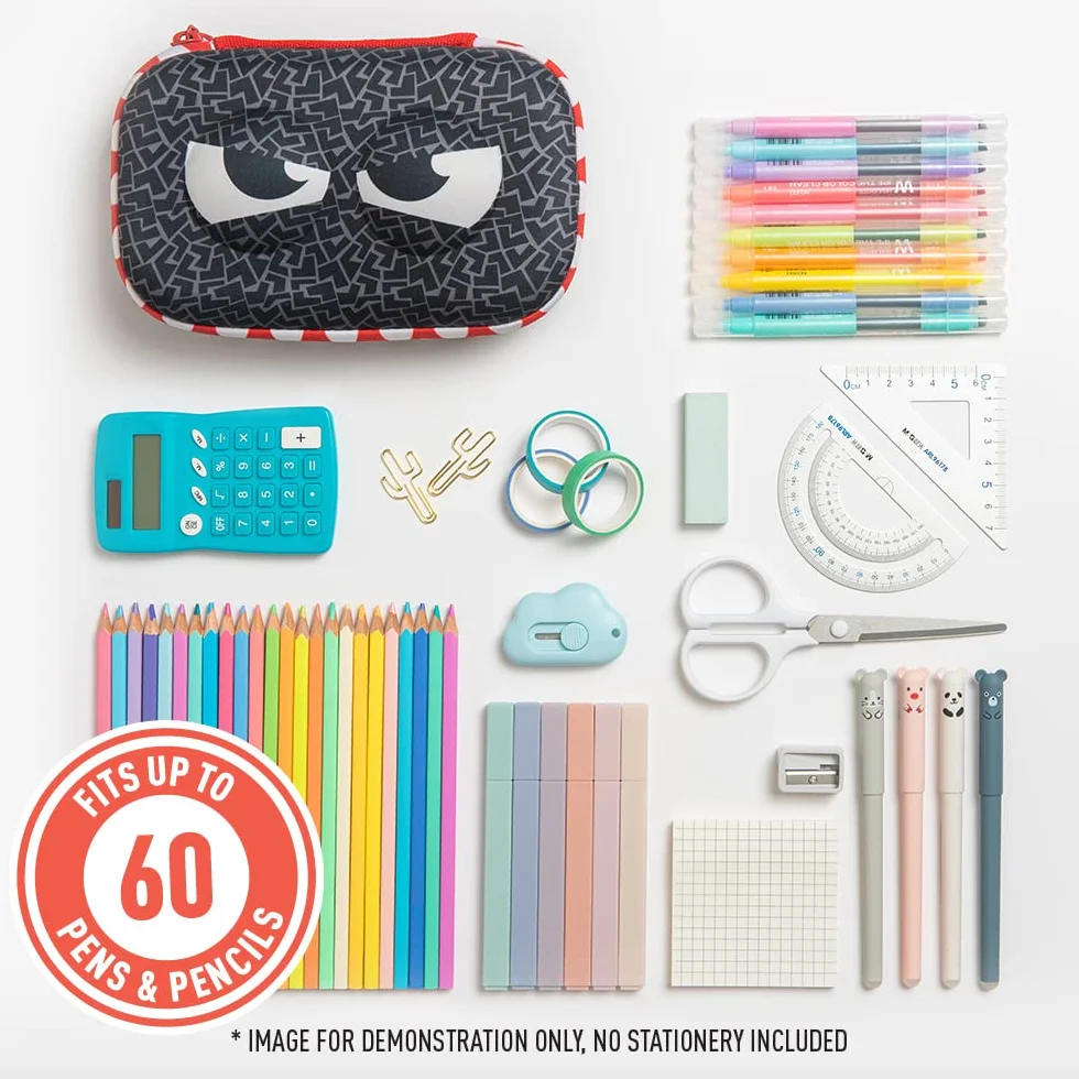ZIPIT Wildlings Federmäppchen für Jungen, Großes Mäppchen für die Schule, Organizer-Etui für Kinder, Federmappe Schwarz