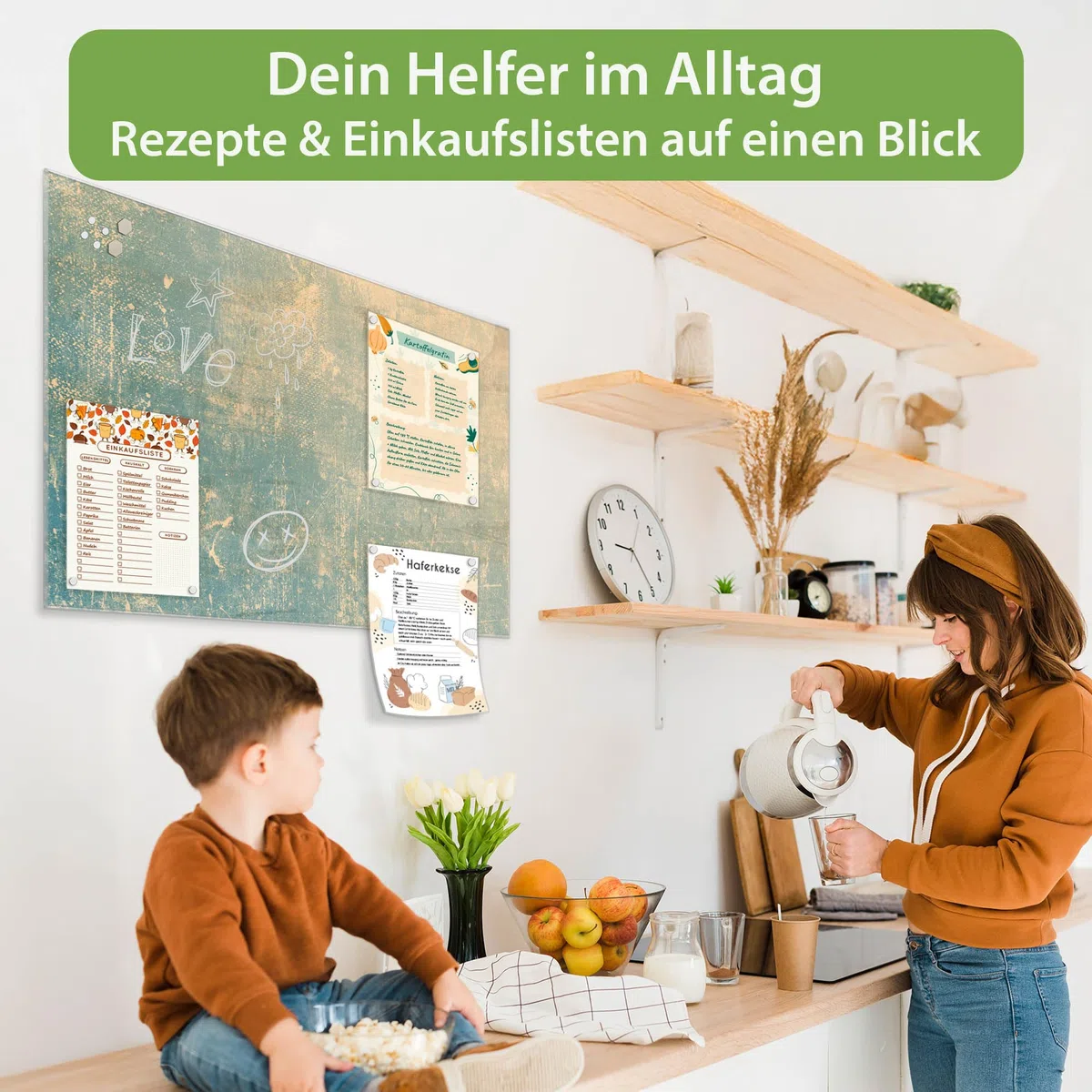 banjado Glas-Magnetboard in 120x80cm für Notizen mit abstraktem Muster