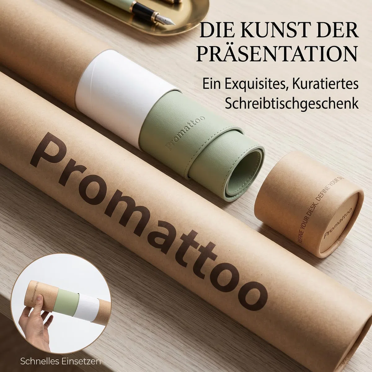 XXL Schreibtischunterlage aus veganem Leder – Rutschfest, geruchsfrei & wasserabweisend – Edle Laptop-Matte mit Geschenkverpackung für Büro, Homeoffice & mehr – Keine störenden Kanten!
