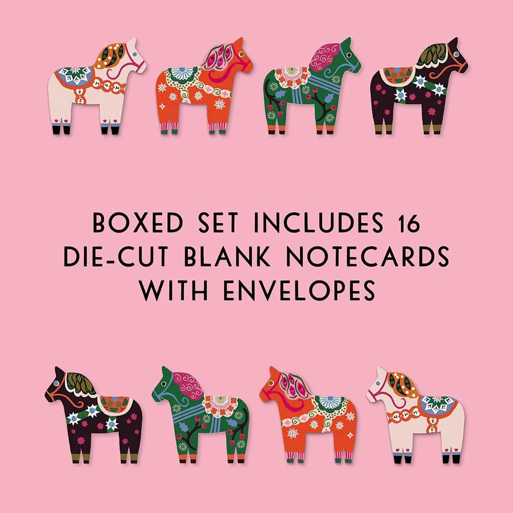 Dala Horse Notes: 16 Flat Cards and 16 Envelopes