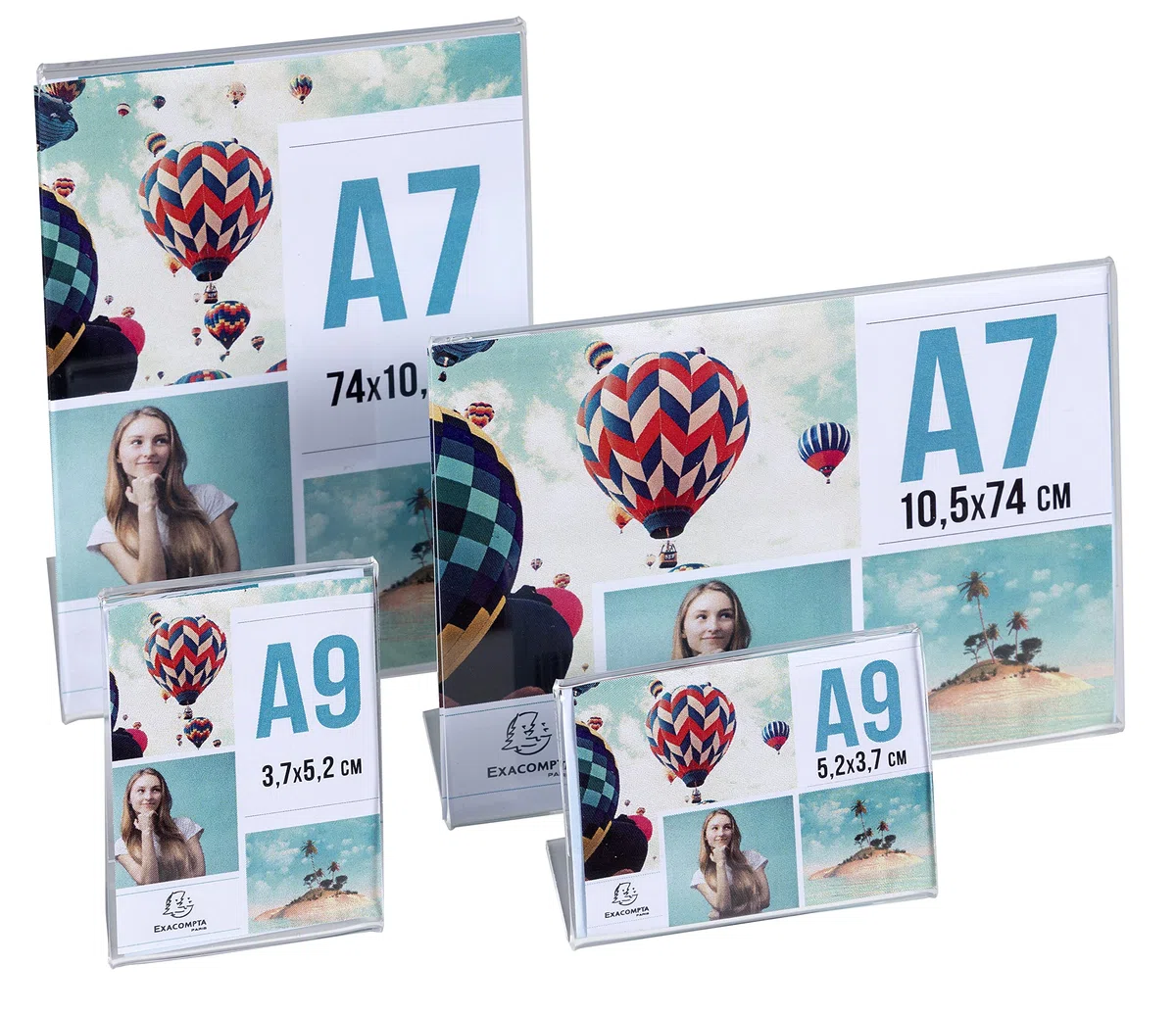 Exacompta 87058HD 10er Pack Prospekthalter DIN A7 Hoch zum Aufstellen aus stoßfestem Acryl Tischaufsteller Flyerhalter glasklar