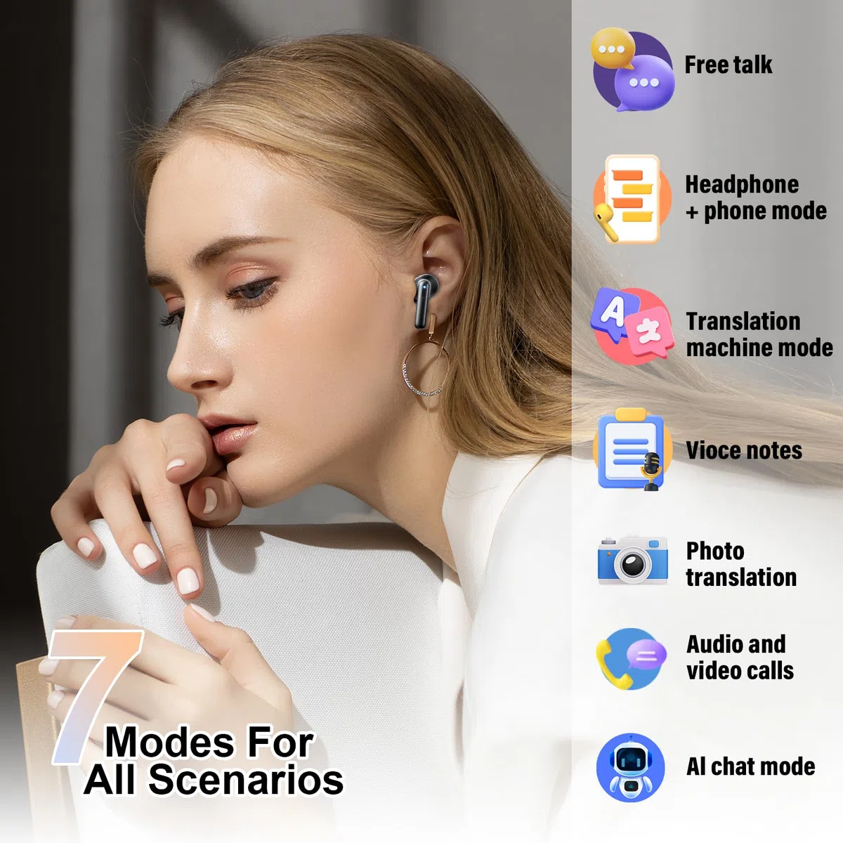 KI Kopfhörer Übersetzer, 42Std Bluetooth 5.4 Sprachübersetzer Kopfhörer mit 164 Sprachen, 7 Übersetzungsmodi Echtzeit Übersetzer Ohrhörer mit ENC Mic, 3 in 1 Übersetzungskopfhörer für Business Schwarz