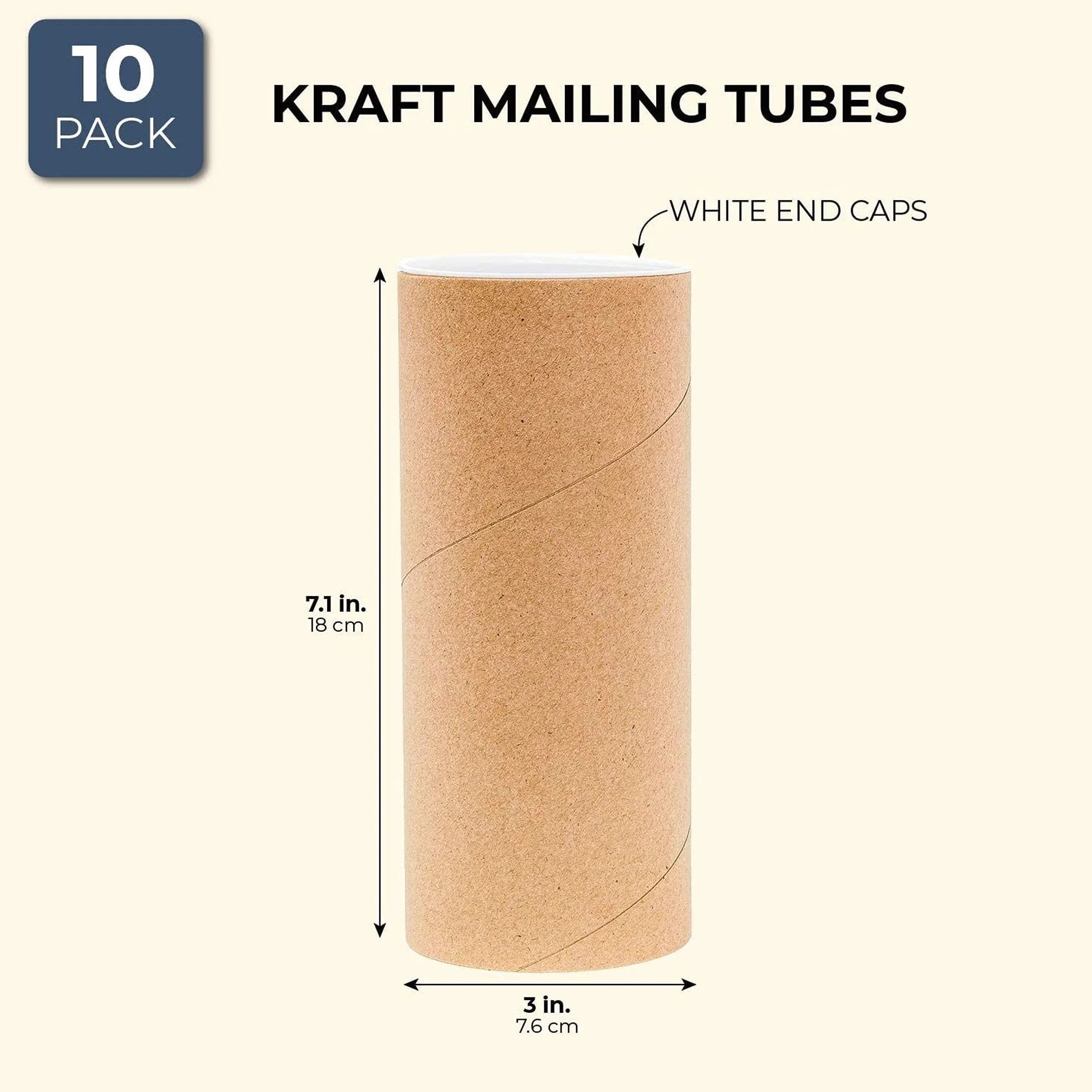 Juvale rollen mit Kappen, 7,6 x 17,8 cm, Braun, Kraftpapier