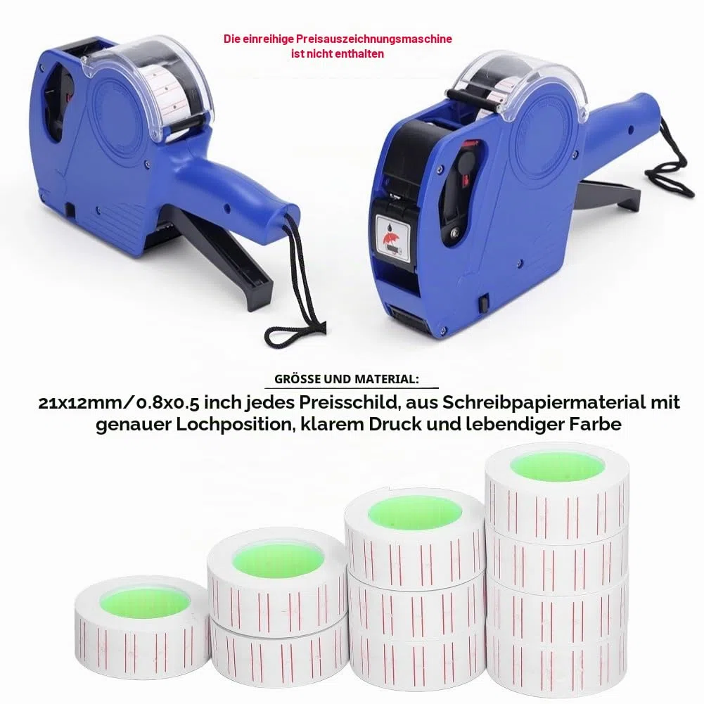 30 Rollen 15000 Stück Etiketten Preisaufkleber 21 X 12 Mm Einreihige Preisetiketten aus Papier für MX5500 Pistolenetikettierer