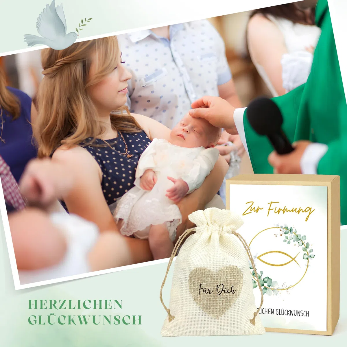 BOFUNX Firmung Geschenke Verpackung Geldgeschenke zur Firmung Inklusive Karte Geschenkbox Kunststoff Reagenzglas Jutesäckchen Geld Gutschein Verpackung für Jungen Mädchen