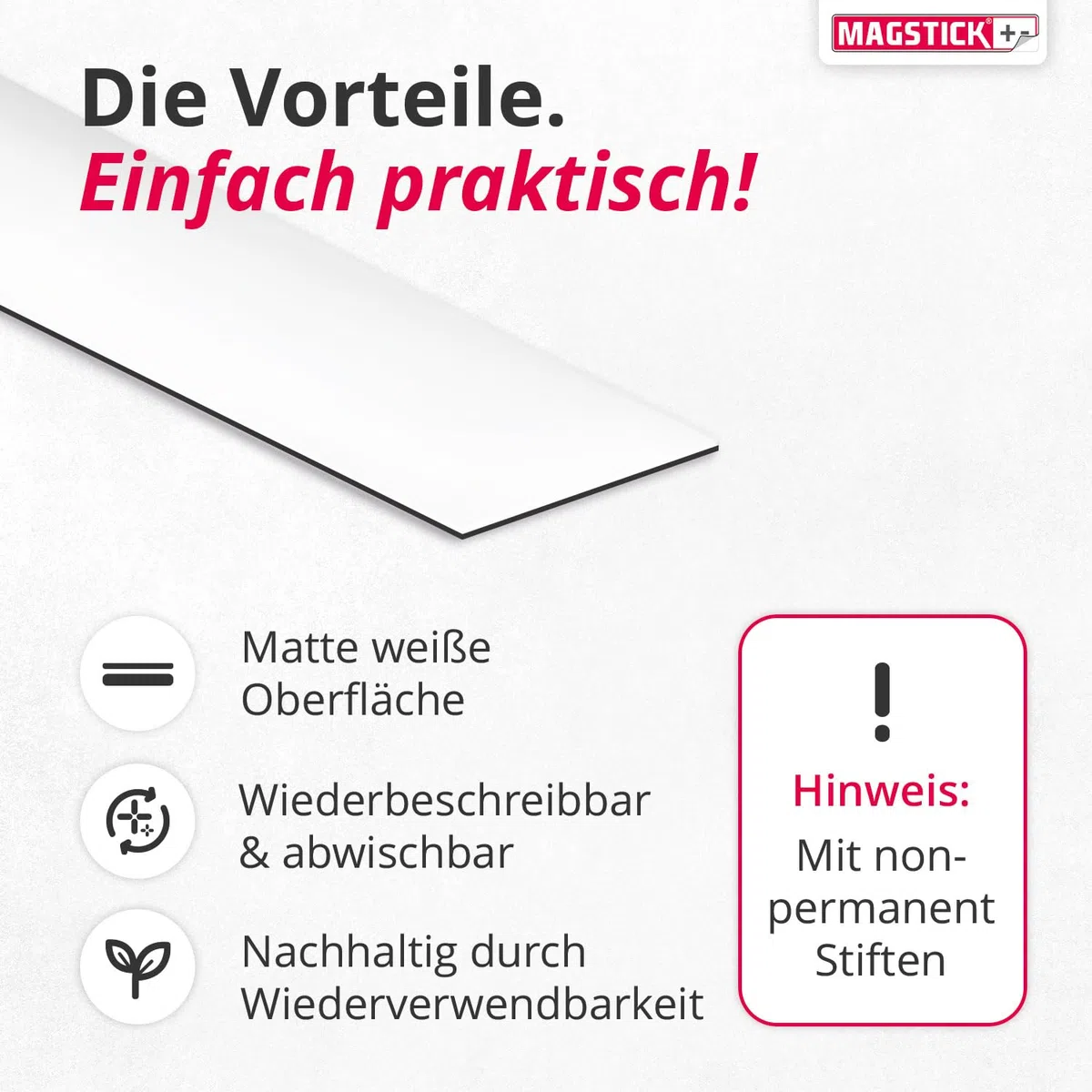 100 beschreibbare Magnet-Etiketten I 8 x 3 cm I weiß I magnetische Beschriftungsfolie beschreibbar Magnet-Streifen zum Beschriften I mag209