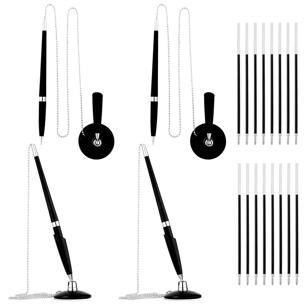 LUTER 4St Stift mit Kette, Stift an Kette Stift mit Befestigter Kette Sicherer Stift mit Kette Stiftketten mit 16St Austauschbaren Ersatzminen Zubehör für Zuhause Büro Bank Hotel
