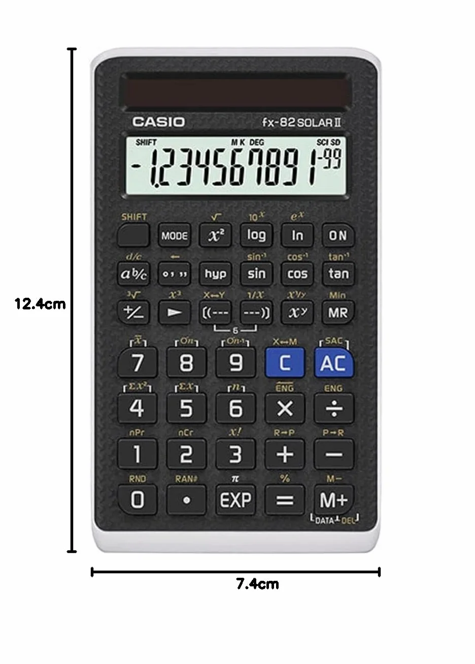 Casio FX-82SOLARII Schulrechner Schwarz Display (Stellen): 12 solarbetrieben (B x H x T) 71 x 10 x 134 mm