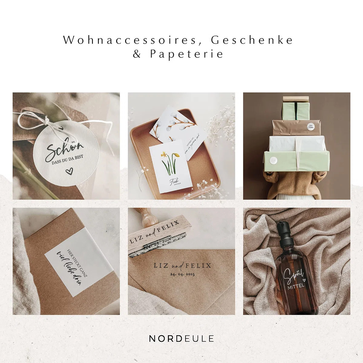 Personalisierte Adressaufkleber | 4cm Runde wischfeste Etiketten 500 Stück mit Wunschtext | ideal für Einladungskarten Umschläge Briefpost Geschenke NORDEULE (Natur, ⌀ 4cm Rolle, 500 Stk.)