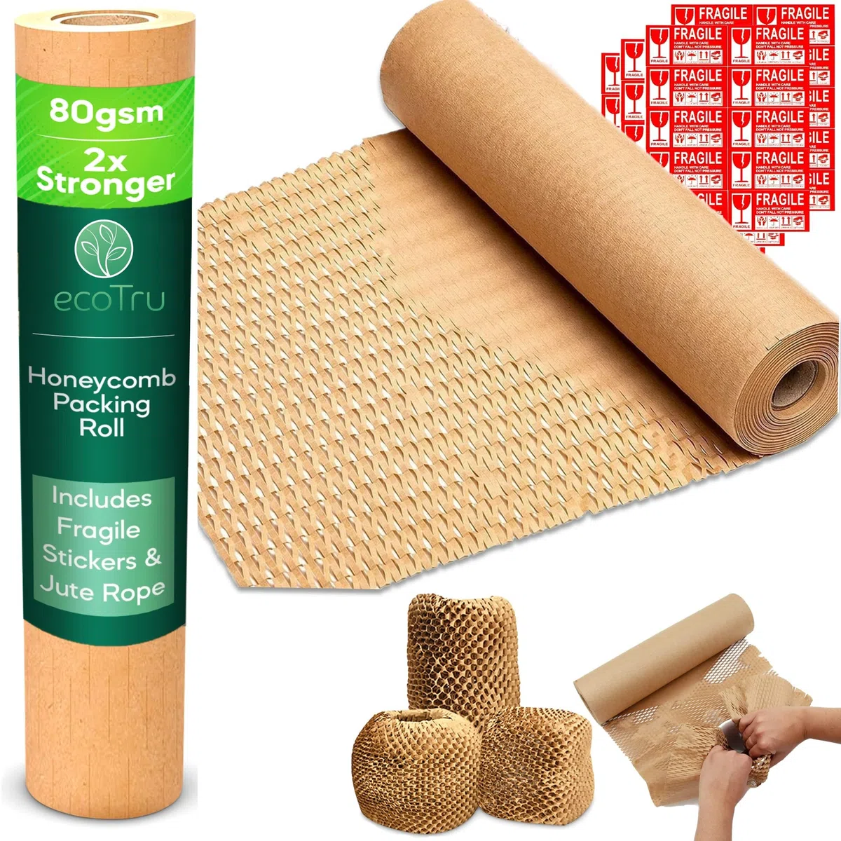 Wabenpapier verpackungsmaterial 30cm x 50m, Luftpolsterfolie Öko Alternative für umzug, Verpackungspapier, Papier noppenfolie, füllmaterial für pakete, Packpapier, Bubble wrap packing rolle