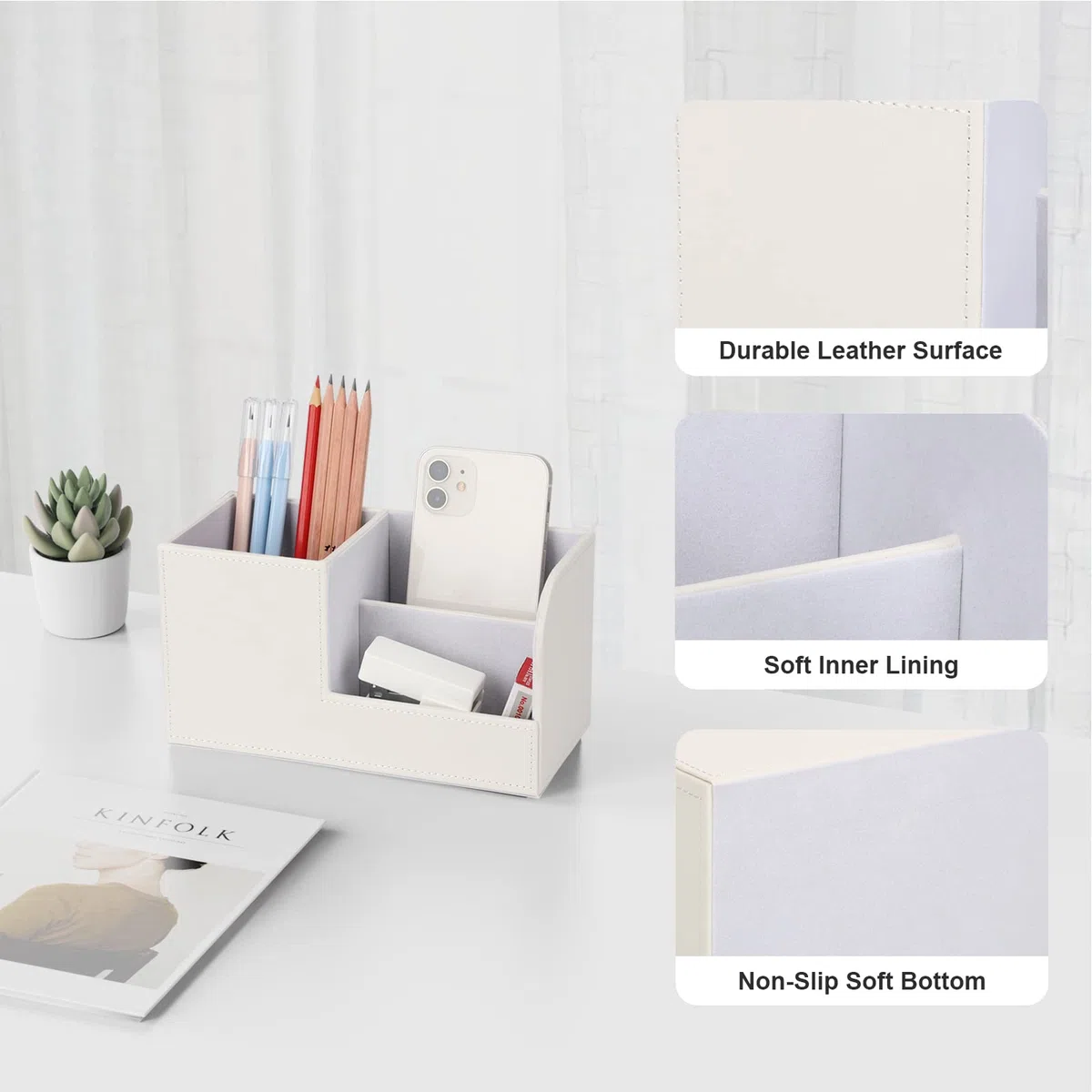 GORESE Stiftehalter Schreibtisch - Büro-Bleistifthalter Organizer Desktop-Schreibtisch-Zubehör Bürobedarf Organisationsdekor (Weiß)