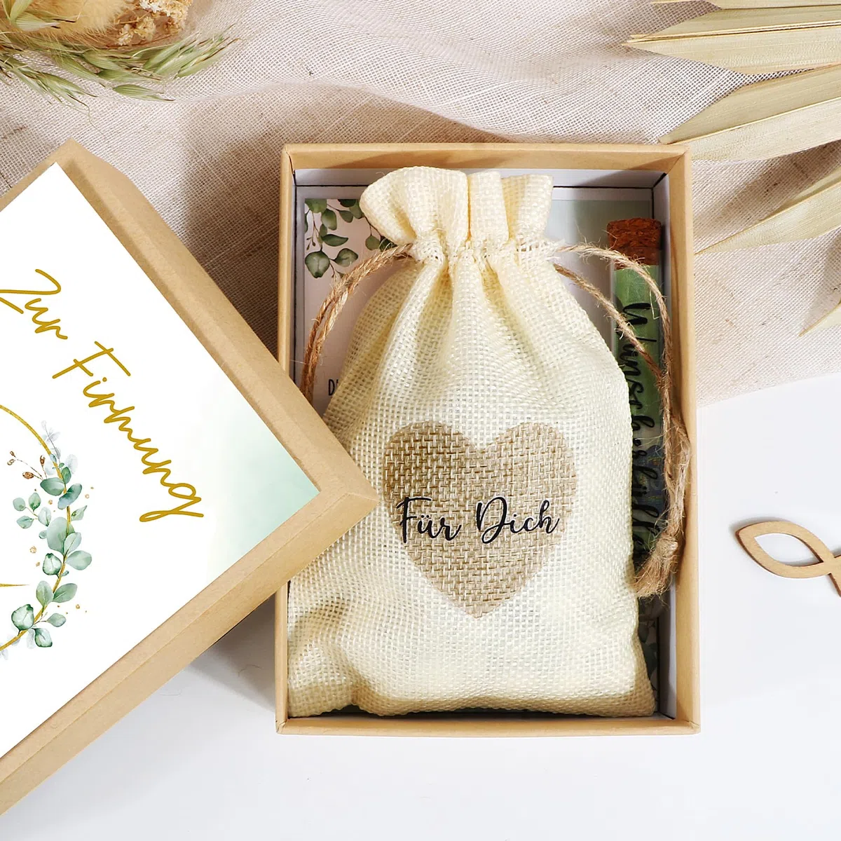 BOFUNX Firmung Geschenke Verpackung Geldgeschenke zur Firmung Inklusive Karte Geschenkbox Kunststoff Reagenzglas Jutesäckchen Geld Gutschein Verpackung für Jungen Mädchen