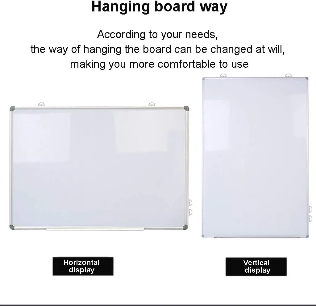 Whiteboard Magnetische doppelseitige Schreibtafel mit silbernem Rahmen aus Aluminiumlegierung, kann horizontal oder vertikal für das Büro zu Hause aufgestellt Werden (Silber 60 x 45 cm)