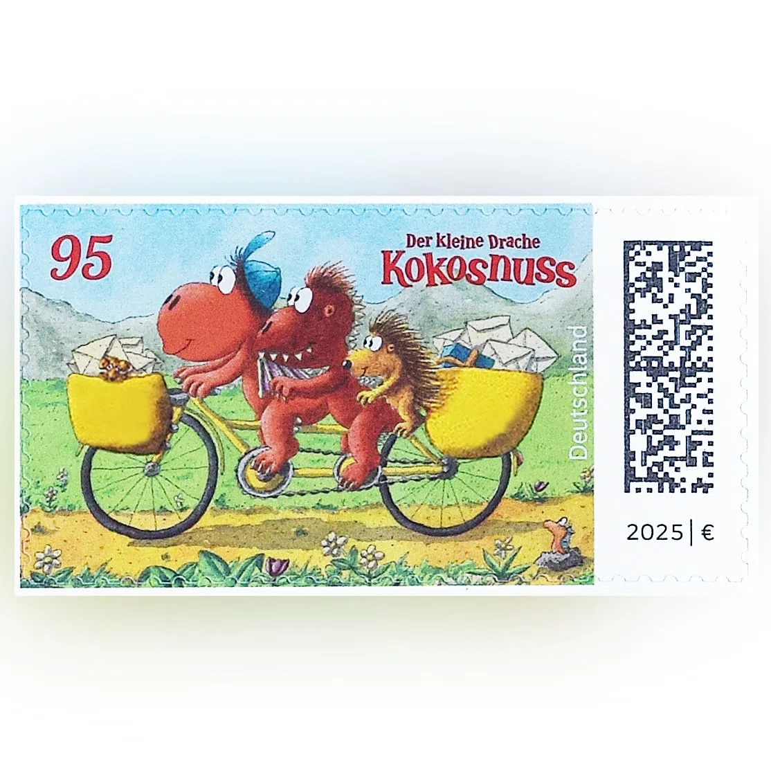 10 Stück 0,95 EUR 95 Cent postfrische selbstklebende Briefmarken | Frankaturware Markenset (Motiv: Der kleine Drache Kokosnuss)