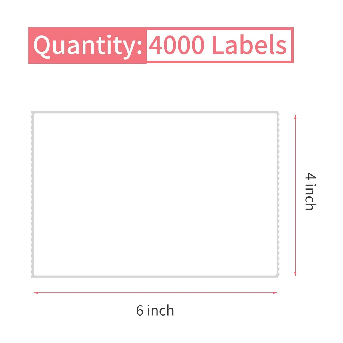 L LIKED Thermo-Etiketten, 10,2 x 15,2 cm, perforiert, industrielle Thermo-Versand-Etiketten mit 7,6 cm Kern, 4000 Stück