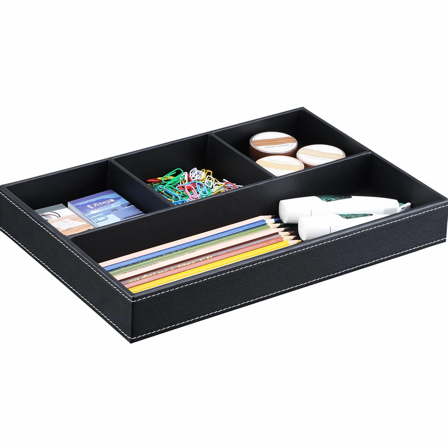 KINGFOM™ Leder Stiftablagen (Schwarz)