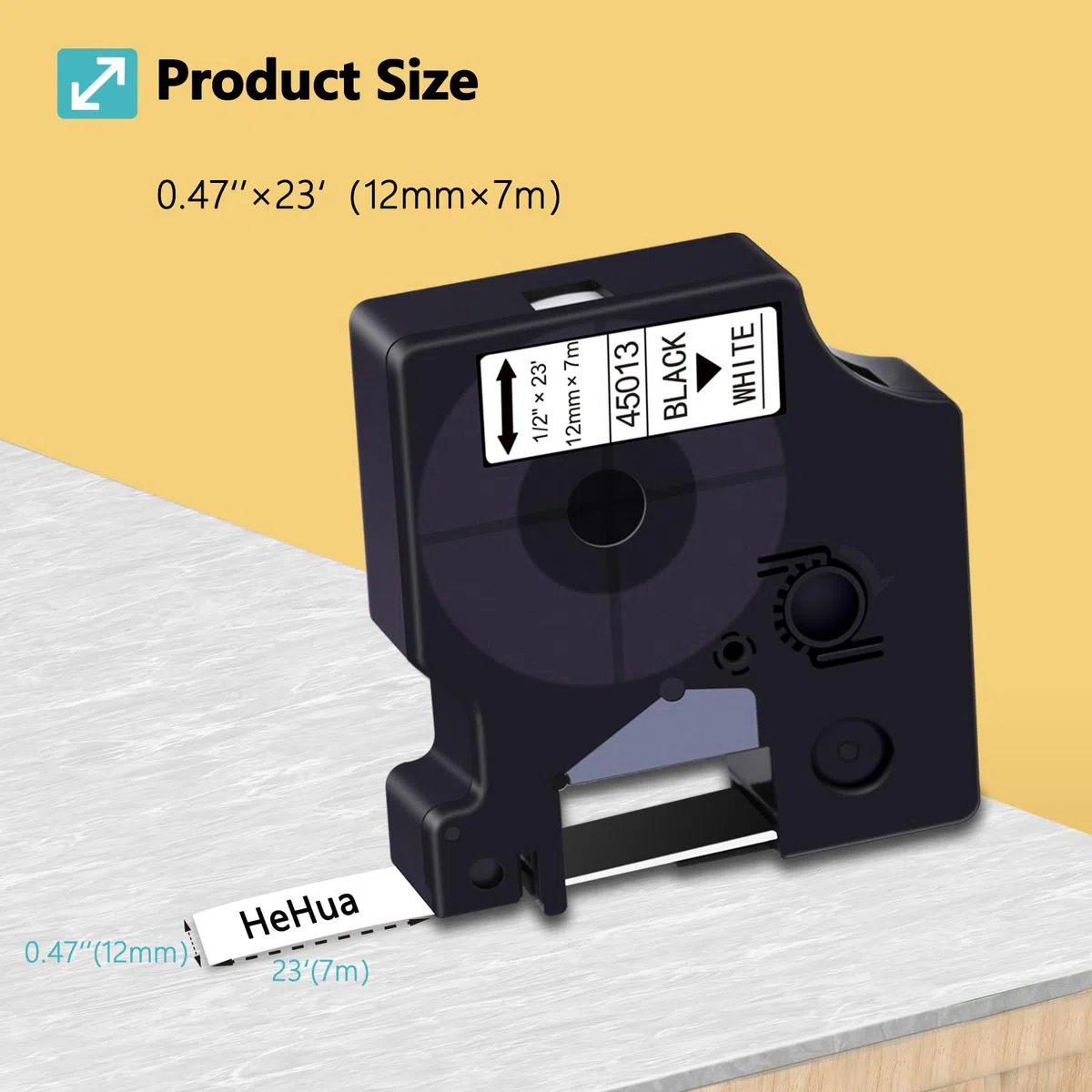 6x Ersatz für Dymo 45013 D1 Etikettenband 12mm S0720530 Schwarz auf Weiß | Kompatibel mit Dymo LabelManager 160, LabelManager Executive 640 CB, 280 210D 420p PNP Labelpoint 150 350 LabelWriter 450 Duo