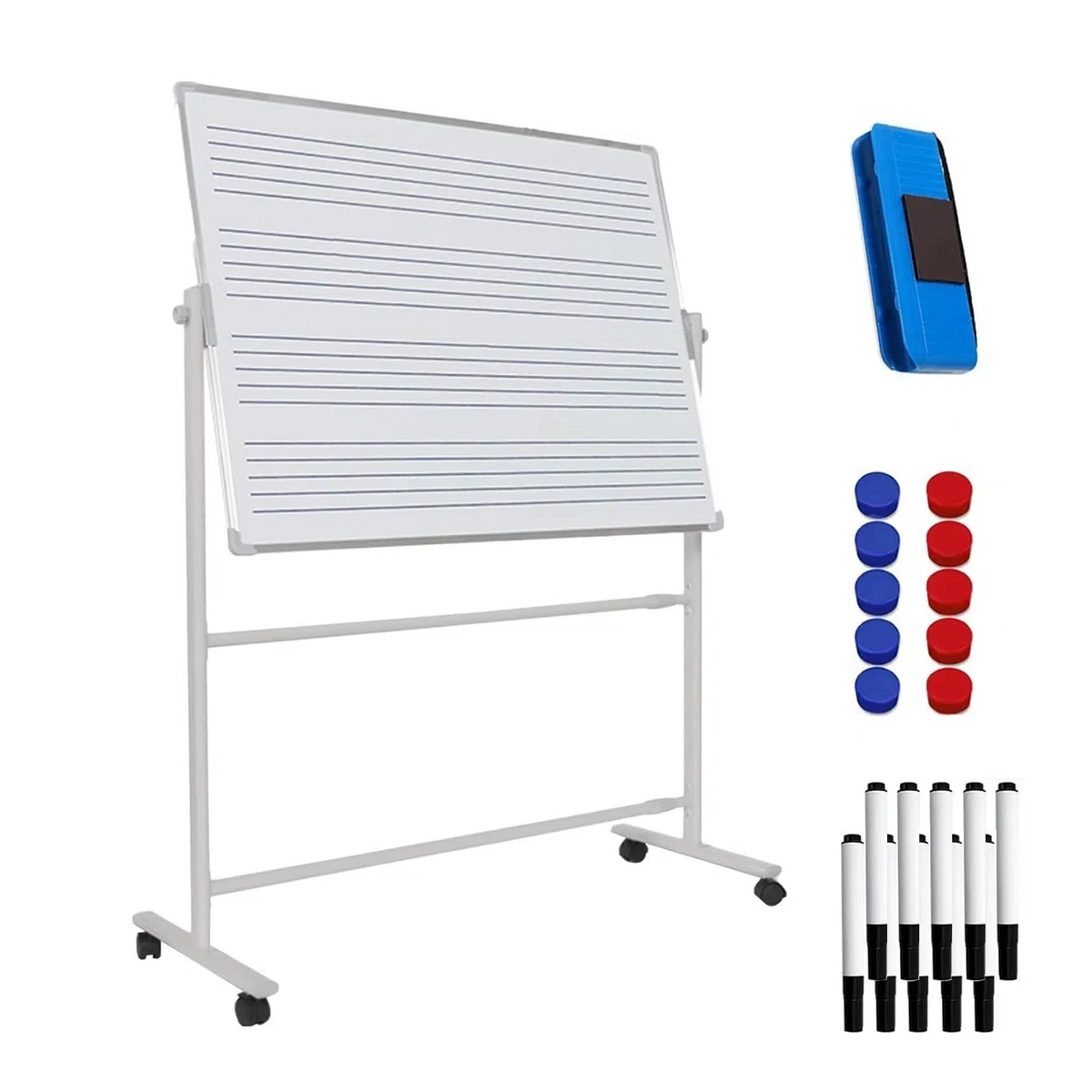 Mobile Notentafel 90 × 120 cm, doppelseitig und magnetisch für Musikschule