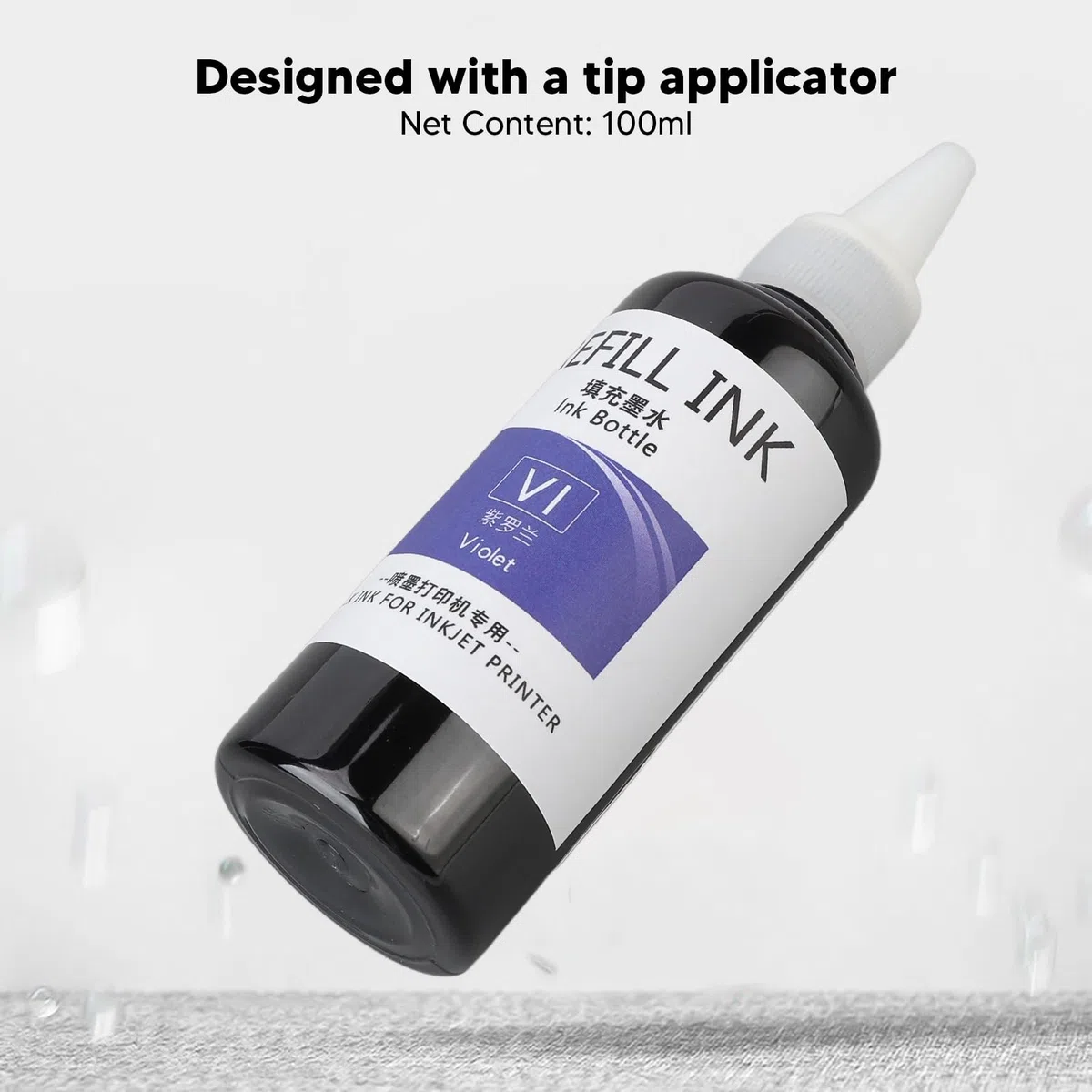 Ei-Stempeltinte, Multifunktionaler, Farbechter Stempel-Nachfülltinten-Spitzenapplikator, 100 Ml, Hochrein, Schnell Trocknend, für die Schule (PURPLE)