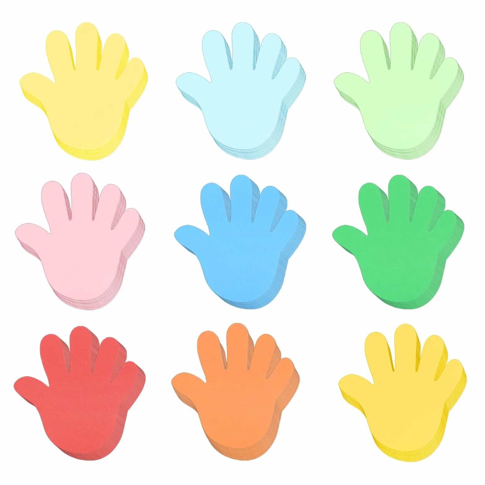 QUARKZMAN 108 Stück Bunte Hand-Ausschnitte Papier Frühlings-Pinnwand-Dekoration Handförmige Die-Cut Papier-Ausschnitte Mit Klebepunkt Für DIY Basteln Klassenzimmer