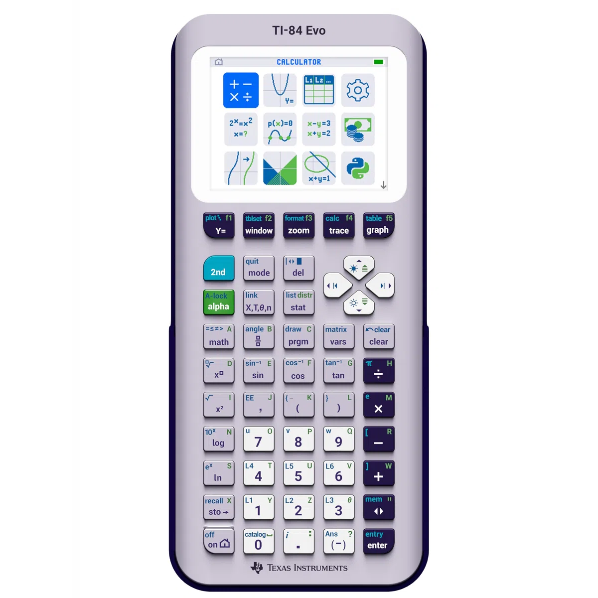 TI-84 Evo Grafikrechner Texas Instruments, Lavender - USB-C Laden, Python-Programmierung, schnellere Leistung und größere Grafiken als TI-84 Plus CE