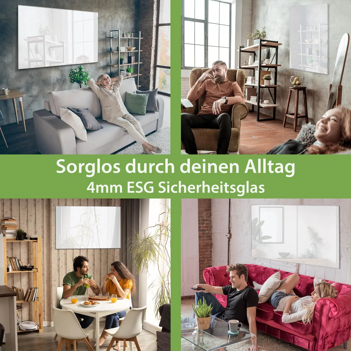 banjado Glas Magnettafel (120 x 80cm) - Magnetwand Glas - Magnetpinnwand als Memoboard - Pinnwand Magnettafel Küche, Büro, Kinderzimmer - weiß