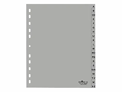 Durable 651010 A-Z Register (A4 geprägte Taben, A-Z 20tlg. aus PP, volldeckend) (10 Stück, A-Z Register)