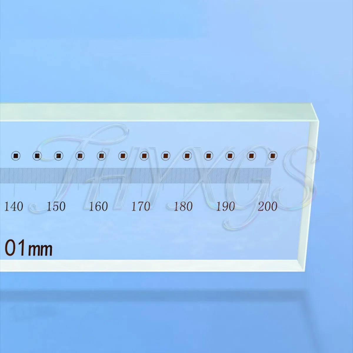 Linienlineal aus Glas, optisches Instrument für Direktschreib-Lithografie, Genauigkeit ± 0,5 um, Länge 100–600 mm, inklusive Aluminiumbox zum Messen der Länge