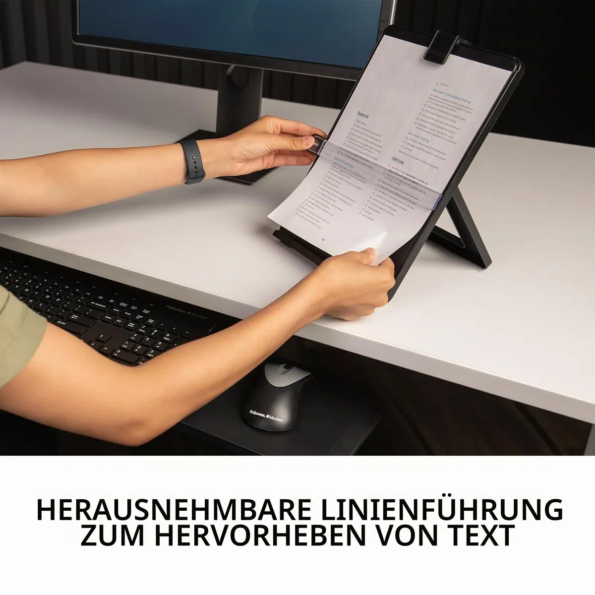 Fellowes Konzepthalter Workstation, höhenverstellbares Zeilenlineal, Vorlagenhalter für bis zu 125 Blatt A4