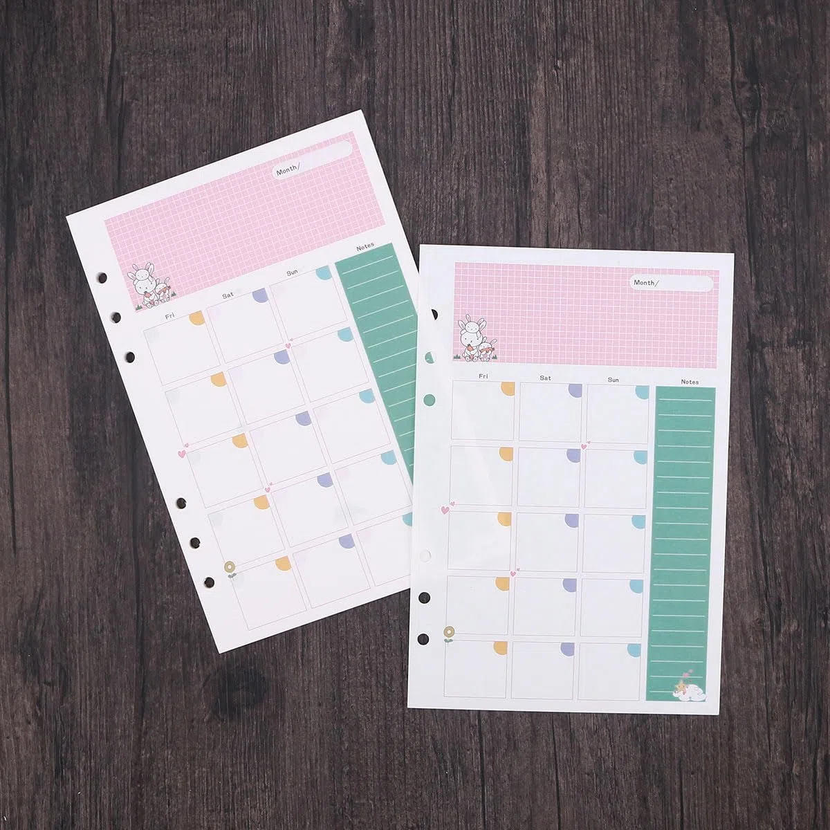 NUOBESTY A5 Nachfüllpapier Bunt 6 Löcher Loseblatt Papierfüller Für Monatsplaner Spiralblock Notizbuch Nachfüllungen Doppelseitig Schreibwaren Bürobedarf