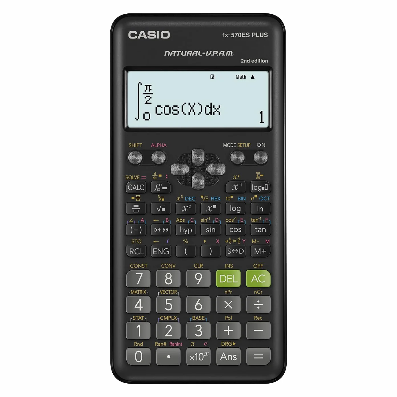 Casio Fx-570Es Plus 2 wissenschaftlicher Taschenrechner mit 417 Funktionen, Schwarz