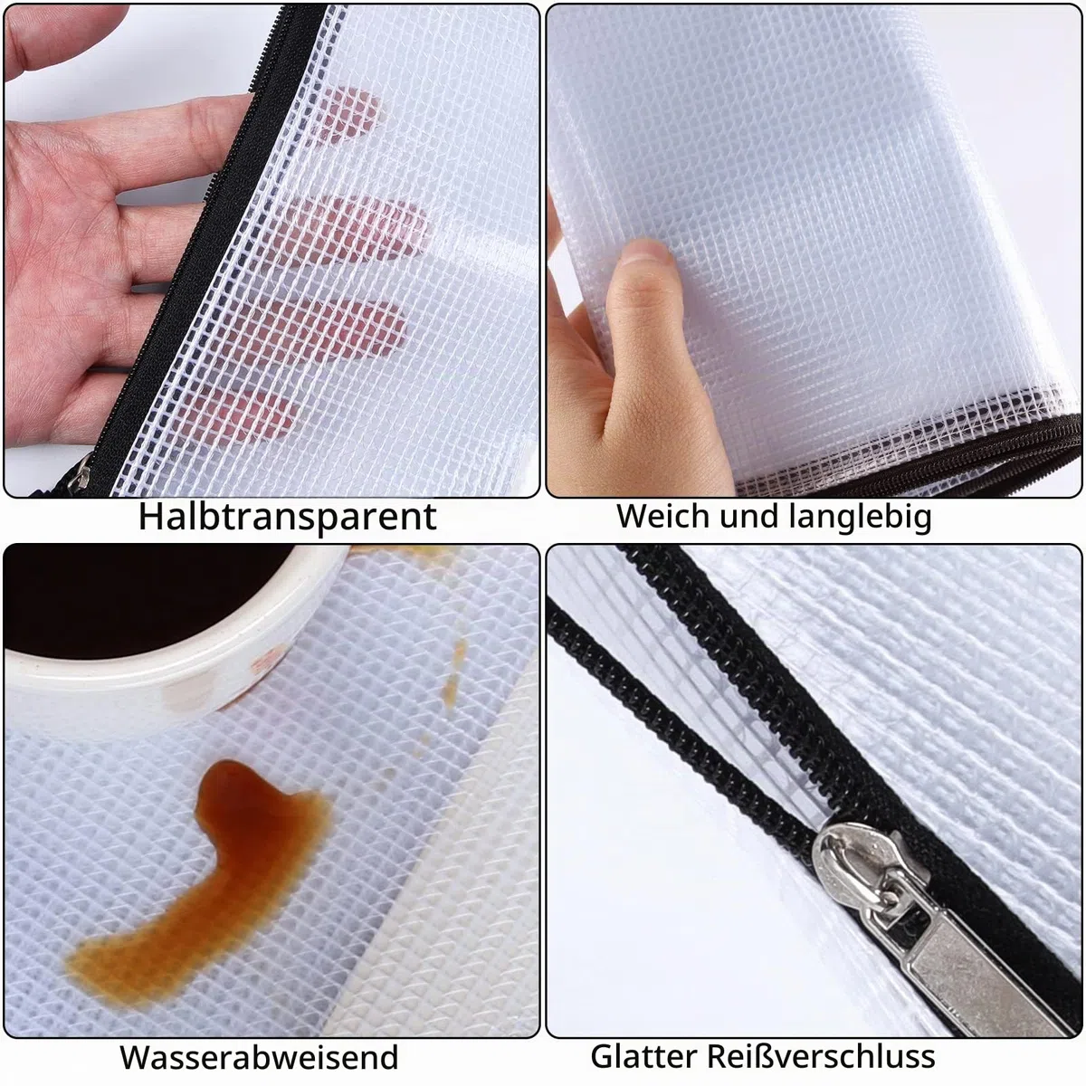 Dokumententasche A4 A5, 24PCS Kunststoff Reißverschlussbeutel Mesh Taschen Set, Wasserdichte Dokumententaschen mit Reißverschluss für Dokument, Papier, Kosmetik (12 Farben)