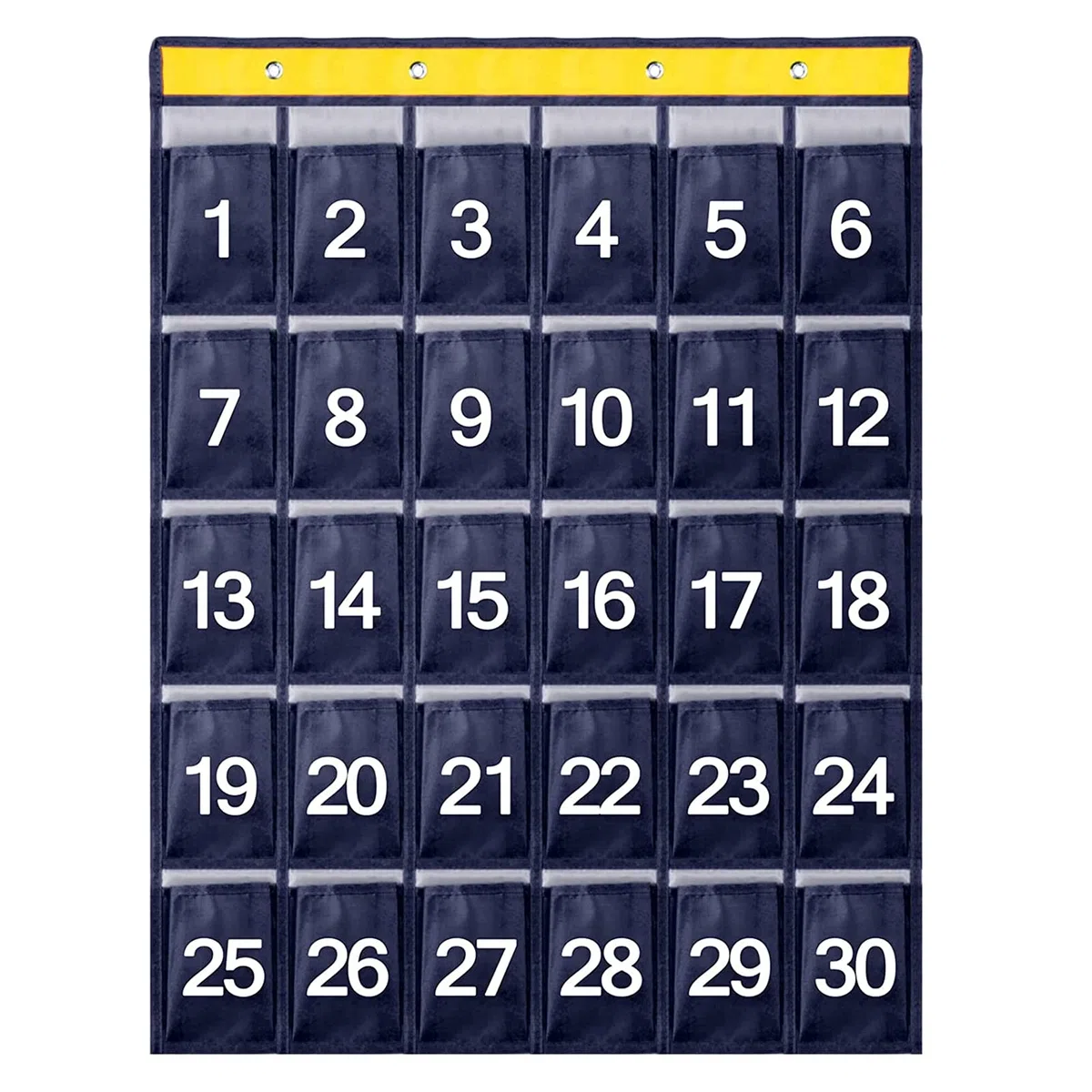 mumisuto Nummerierte Aufbewahrungstasche für Klassenzimmer, 30 Nummerierte Taschen,Handy-Taschen,Handy Aufbewahrungstasche mit 4 Klebehaken / 4 Türhaken,Marineblau