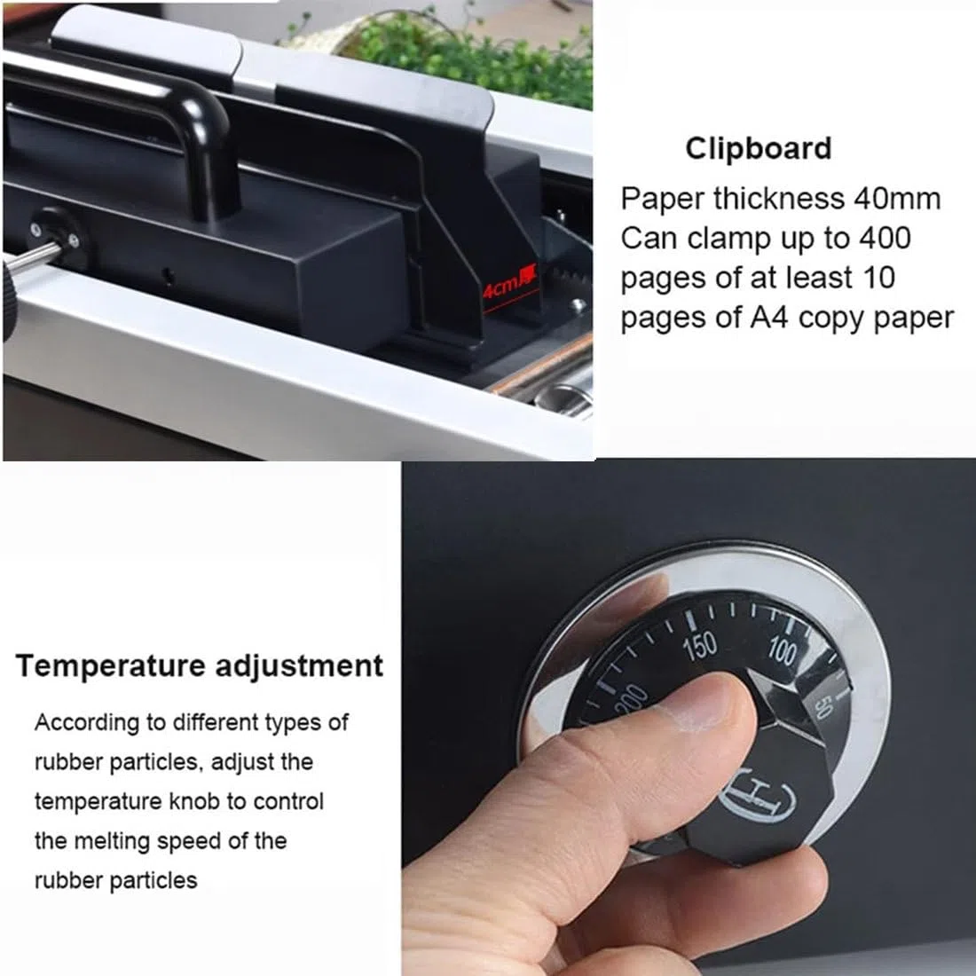 Drahtloses Thermobindegerät, 40mm Kapazität, Buchbindematerial-Bindegerät, A3 (Kurze Kante)/A4/A5 Dokumenten-Wärmebinder