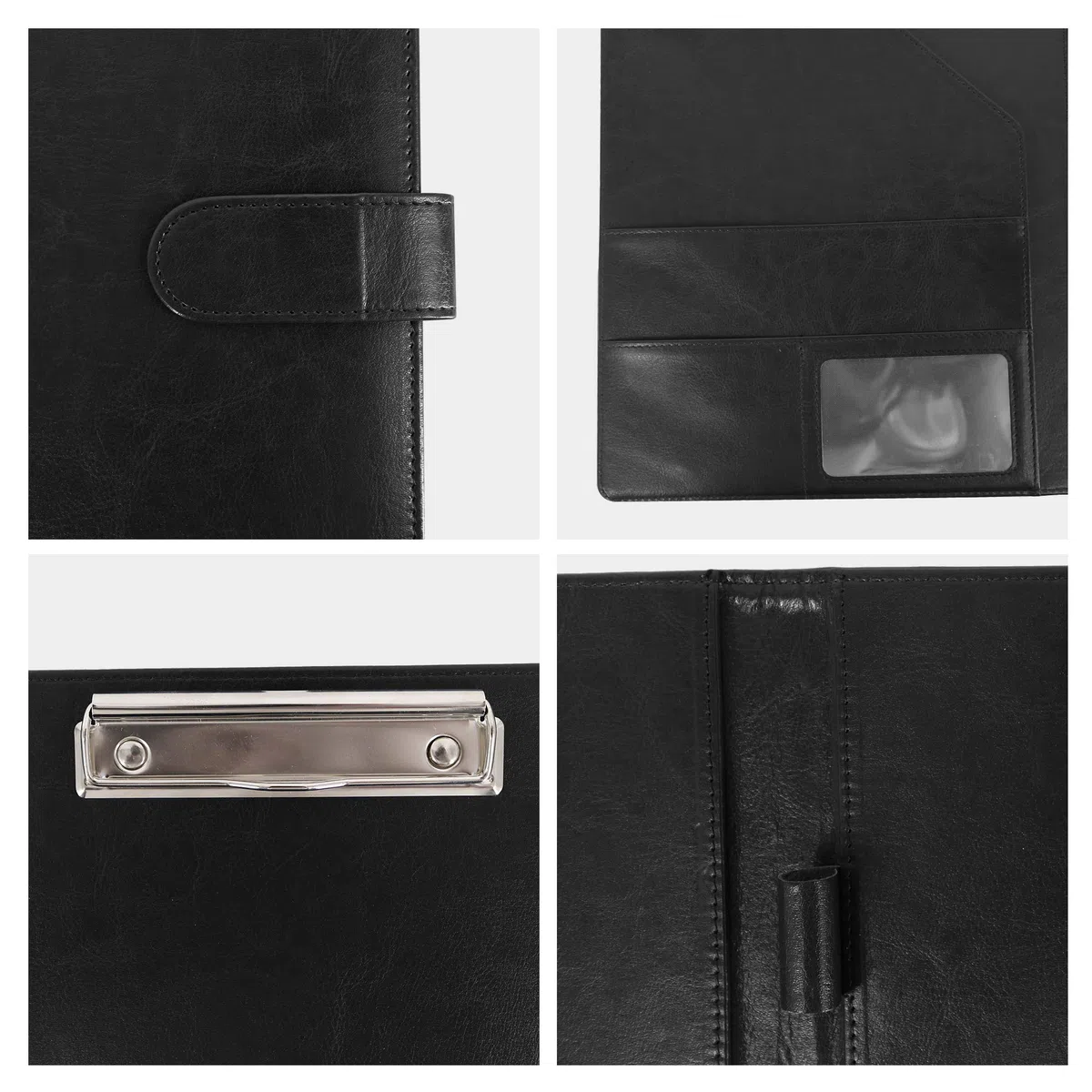 GraduatePro Schreibmappe A4 Klemmbrett Mappe mit Magnetischer Verschluss, organizer büro mappe, Schwarz Ordner, Dokumentenmappe für Unternehmen