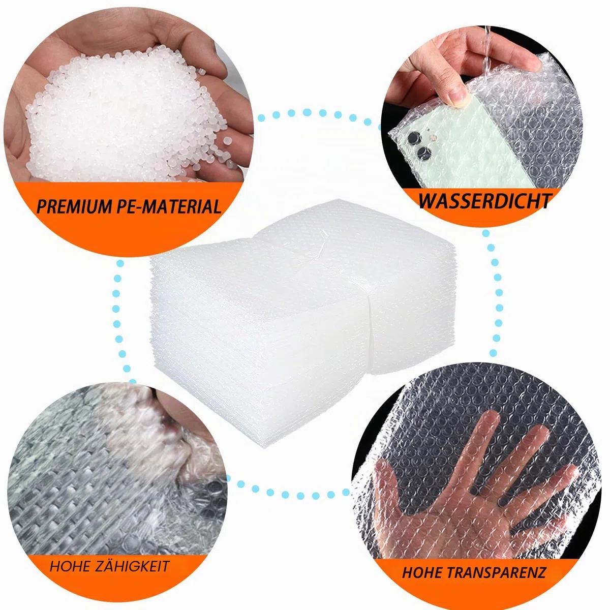 50 Stück Luftpolsterbeutel, 20x25 cm Doppelwandige Luftpolsterumschläge mit extra Polsterung – Klare Luftpolstertaschen ideal für Versand, Lagerung & Umzug von Geschirr, Porzellan und Elektronik