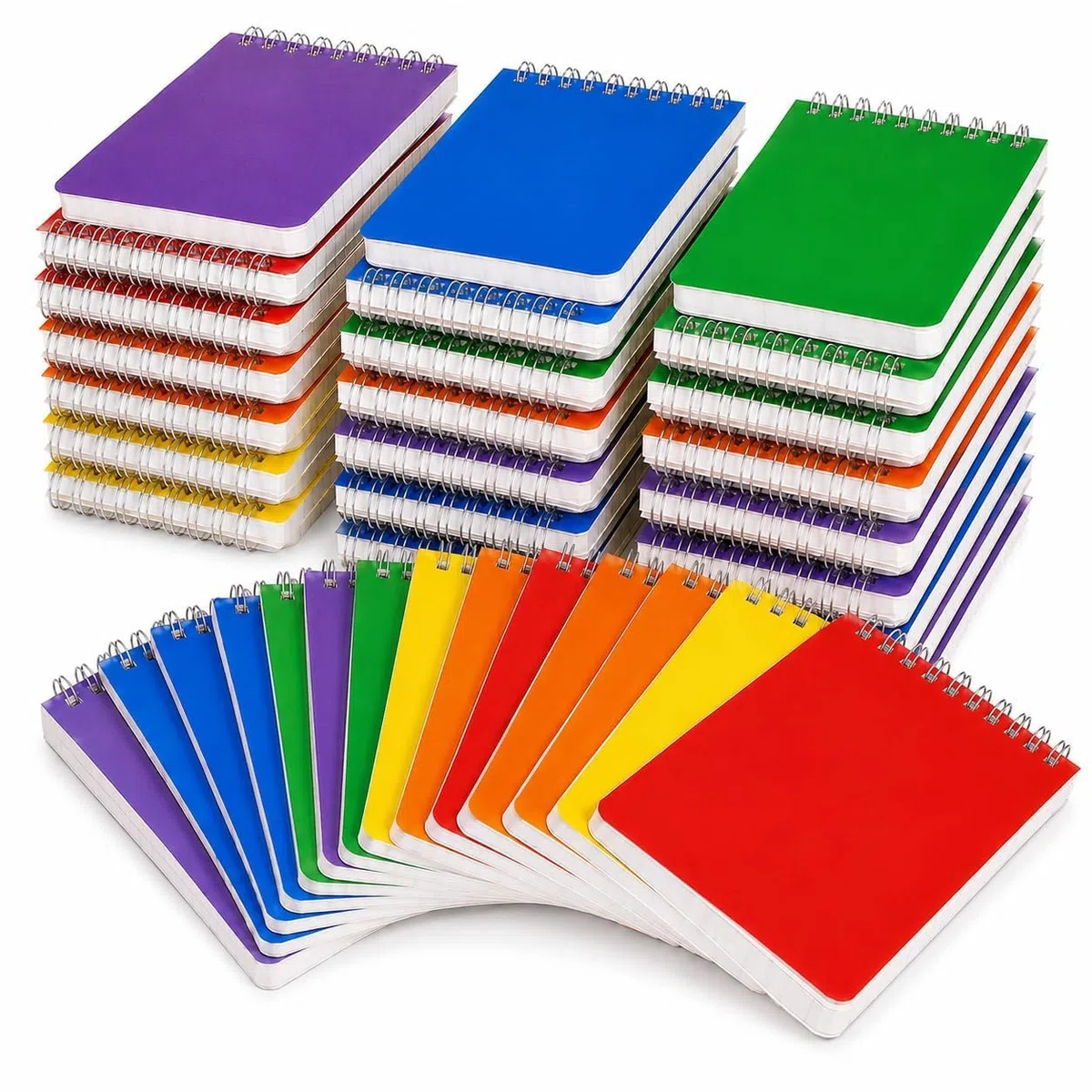 Pocket Notebook Bulk 7,6 x 12,7 cm, 60 Packungen Mini-Notizblock mit linierten Seiten, Notizblöcke, 6 farbige 60 Blatt/120 Seiten (80 g/m²), kleine Notizblöcke für Büro, Arbeit, Uni, Zuhause